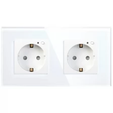 HIPER Smart wall socket Duo/Умная встраиваемая розетка/2 модуля/Wi-Fi/AC 100-250В/10А/50-60 Гц/2500Вт IOT OUTLET W02 DUO