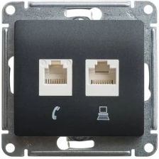 SE Glossa Антрацит Розетка 2-ая компьютерная RJ45+RJ45, кат.5E