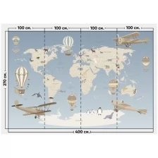 Фотообои / флизелиновые обои Карта с животными на русском языке 4 x 2,7 м