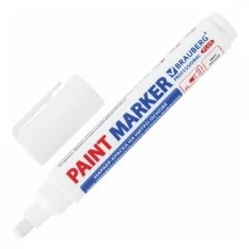 Маркер-краска лаковый (paint marker) 6 мм, белый, нитро-основа, BRAUBERG PRO PLUS EXTRA, 151450, (6 шт.)