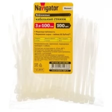 Хомут кабельный 71 038 NCT-036-100-100/WH 3.6х100 нейл. бел. (уп.100шт) Navigator 71038 ( 1упак. )