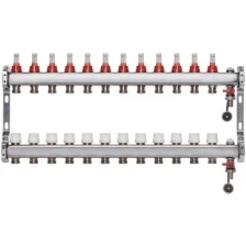 ColSys Р802, 12 выходов. Коллектор из нержавеющей стали с расходомерами, термостатическими клапанами, воздухоотводчиками и дренажными шаровыми кранами