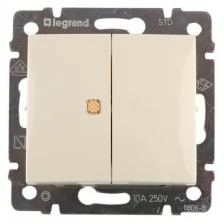 Legrand 774345 Выключатель двухклавишный с индикацией Valena 10 AX 250 В~ слоновая кость